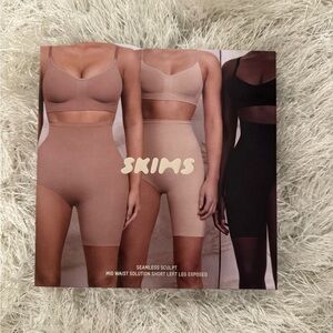 SKIMS Seamless Sculpt Mid Waist Shorts - Black, Tan, Cream